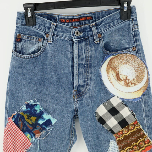 Agolde Jeans Womens 26 Waist Blue Cotton Denim Crop Customized Patchwork AG - Picture 6 of 16